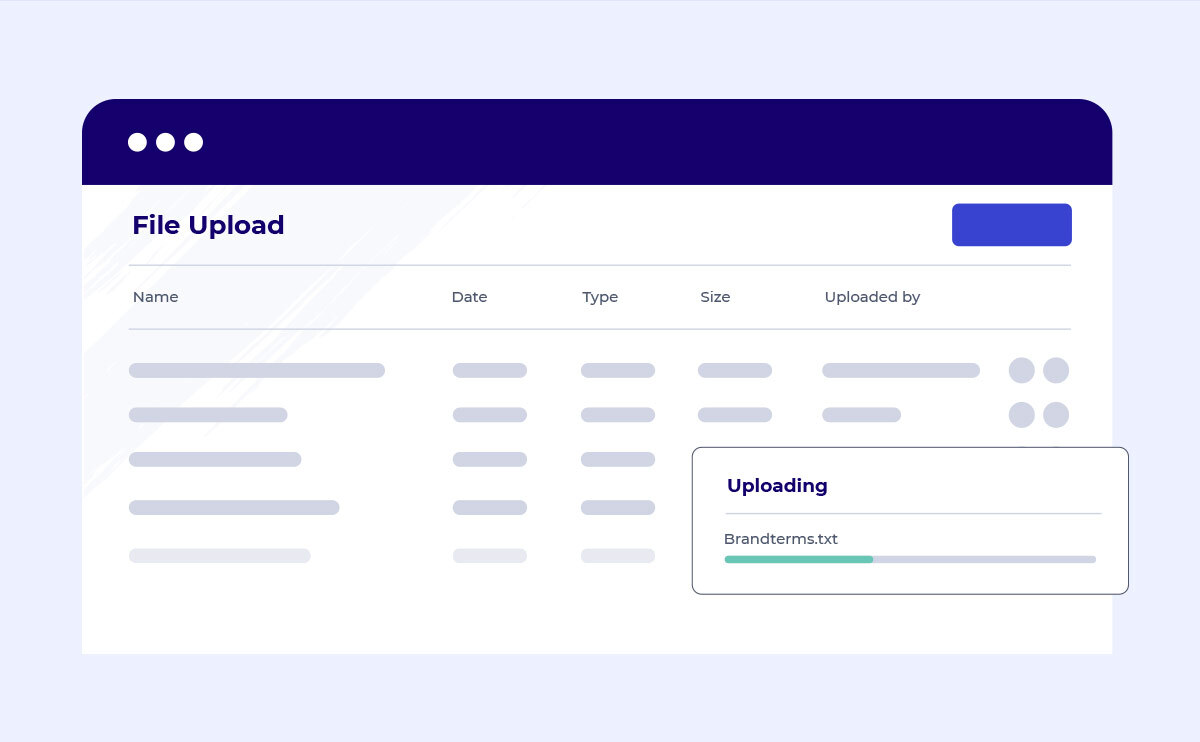 a stylized version of the "File Upload" section on Unbabel Portal